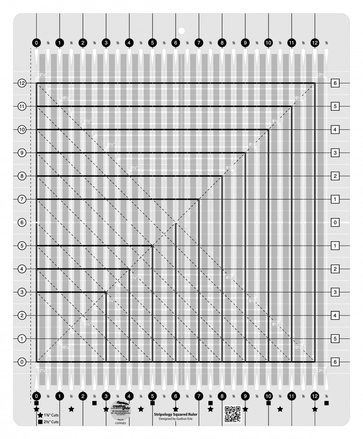 Creative Grids Non-Slip Stripology® Squared Quilt Block Ruler