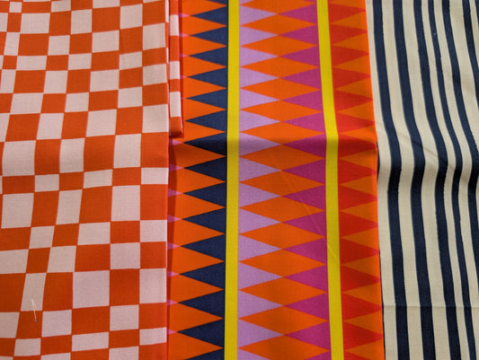 Kaleidoscope Collection - Mini Stripe in Ink/Vanilla Custard