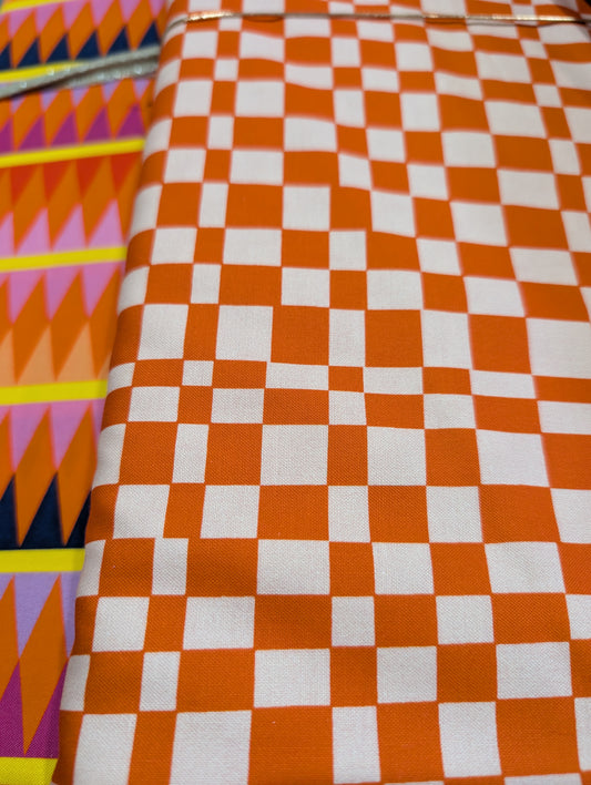 Kaleidoscope Collection - Checker in Mandarin/Blush