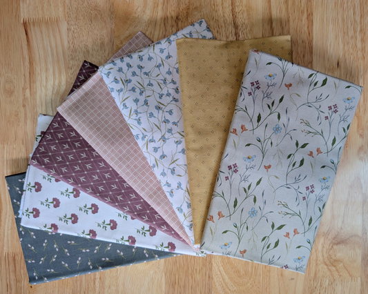 Threads of Grace 1 Yard Bundle - 7 Rustic Floral Fabrics
