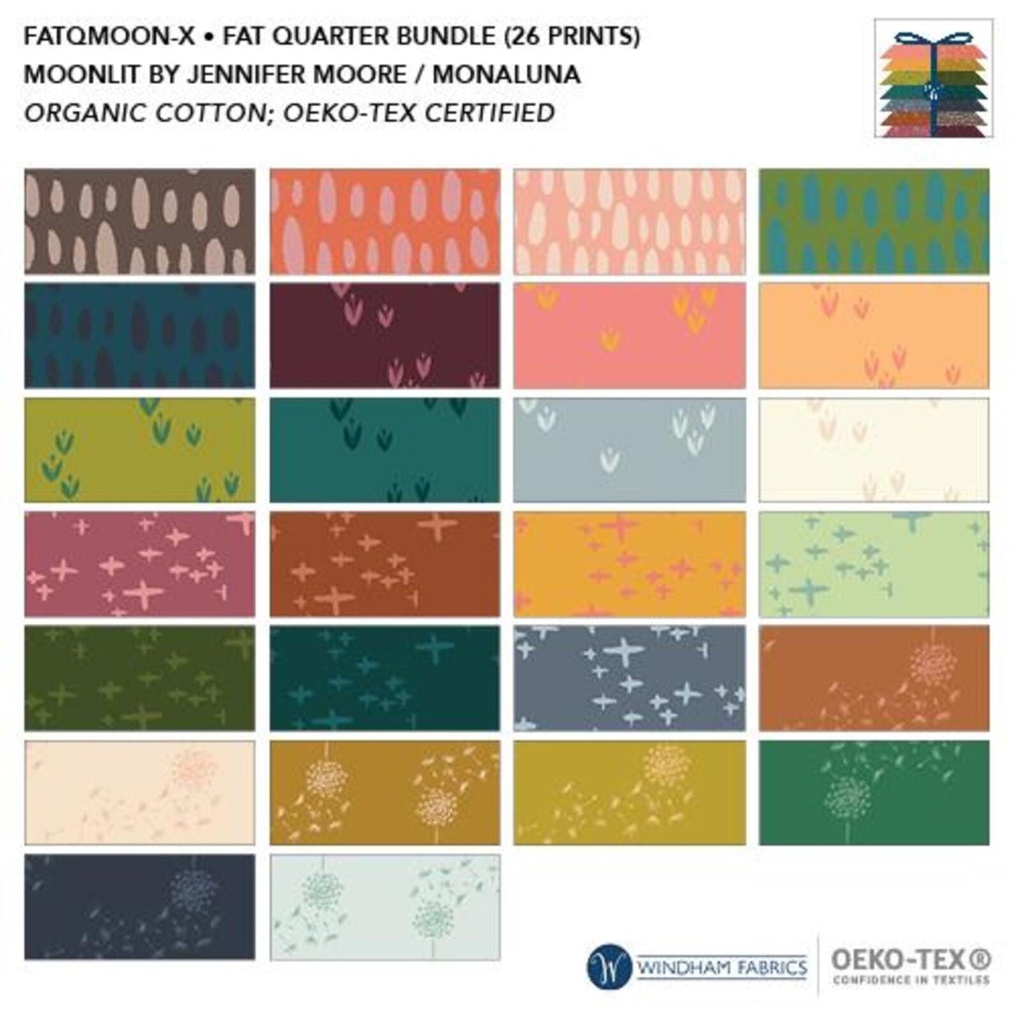 24-Piece Moonlit Fabric Bundle for Quilts - 1/3 Yard