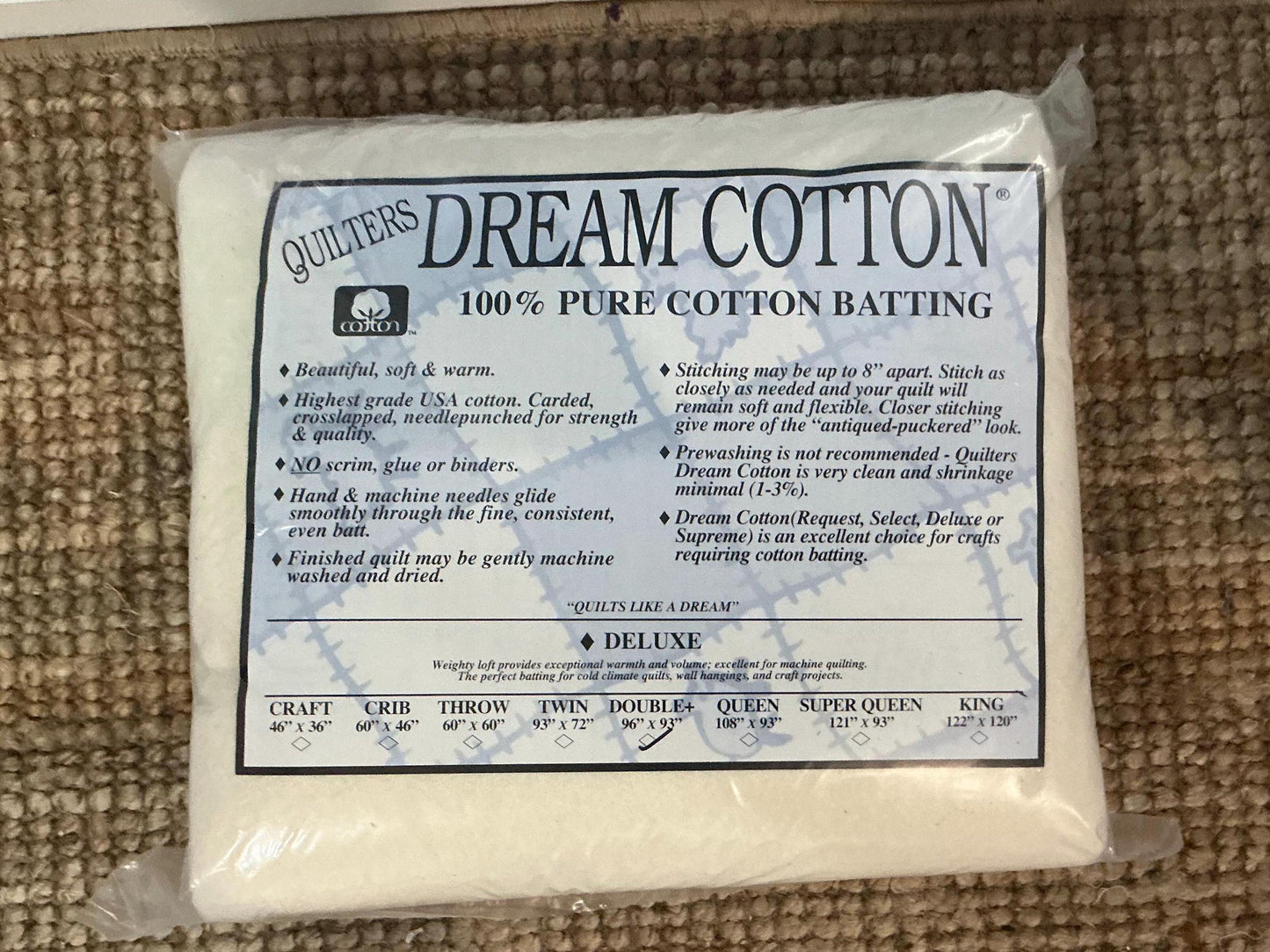 Quilters Dream Natural Cotton Deluxe Batting