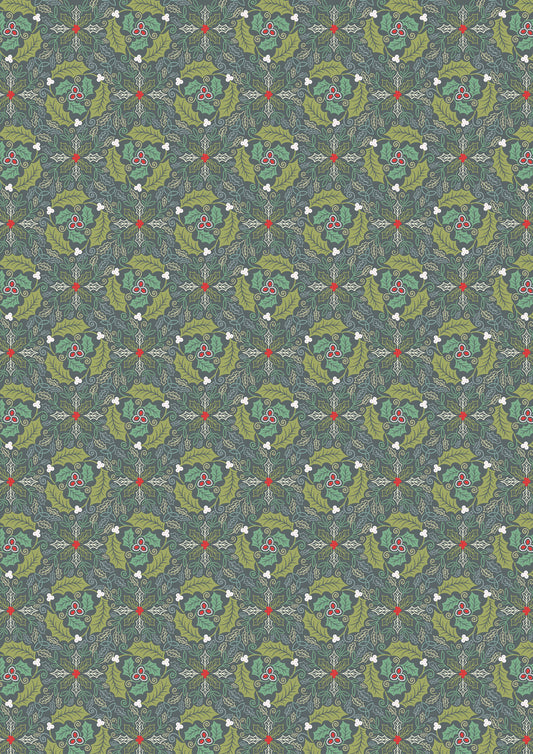 Lewis & Irene Christmas Quilting Cotton - Winter Celtic Leaves
