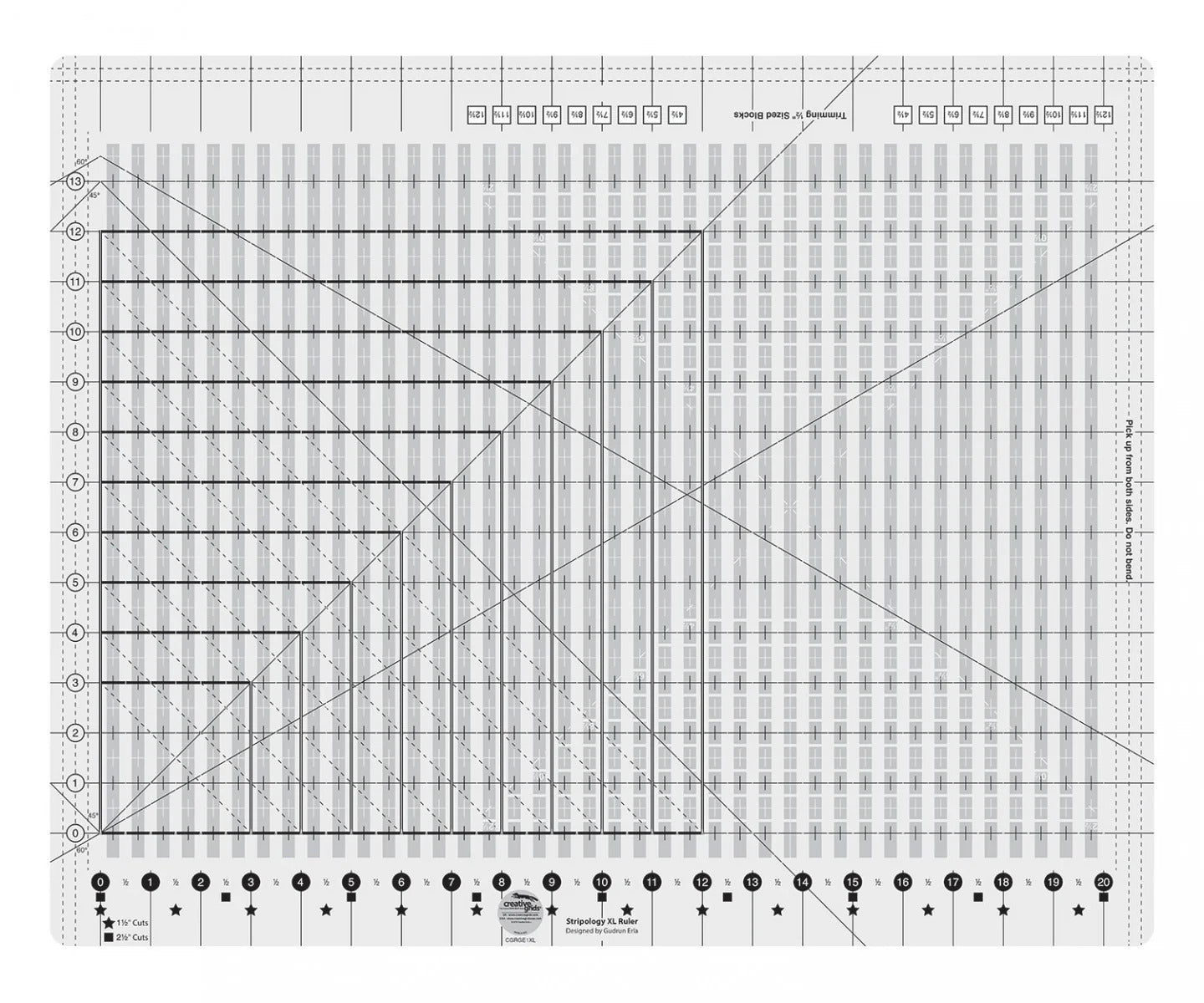 Creative Grids Non-Slip Stripology® Squared Extra Large Quilt Block Ruler