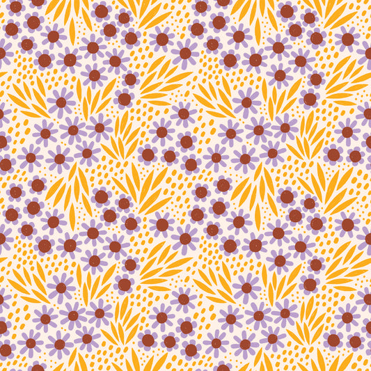 Retro Meadow Ditzy Daisy Fabric in Multicolor - Cloud9 Organic Quilting Cotton