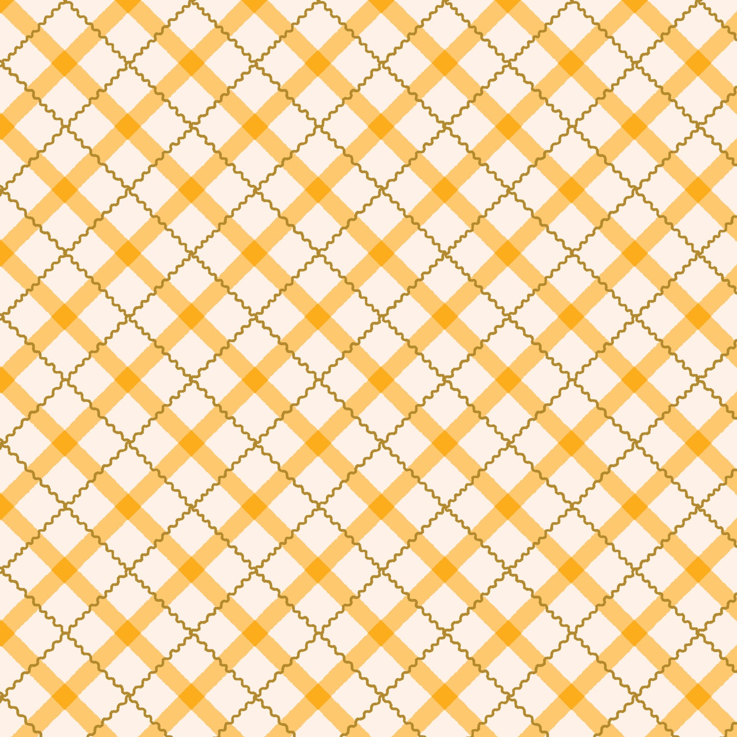 Retro Meadow Tartan Fabric in Gold - Cloud9 Organic Quilting Cotton