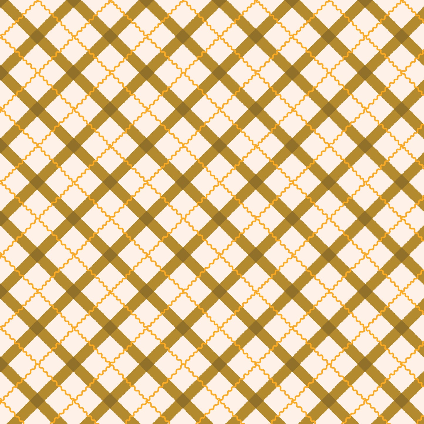 Retro Meadow Tartan Fabric in Mustard - Cloud9 Organic Quilting Cotton