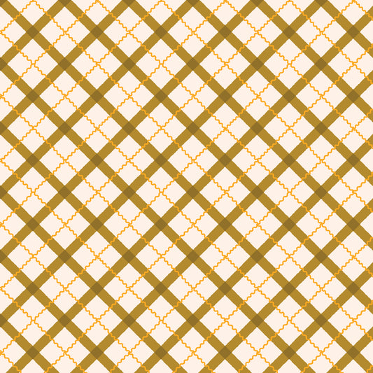 Retro Meadow Tartan Fabric in Mustard - Cloud9 Organic Quilting Cotton