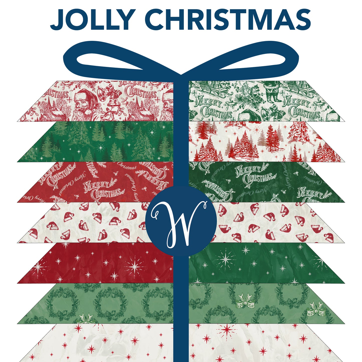 Jolly Christmas Fat Quarter Bundle - 12 Classic Holiday Fabrics