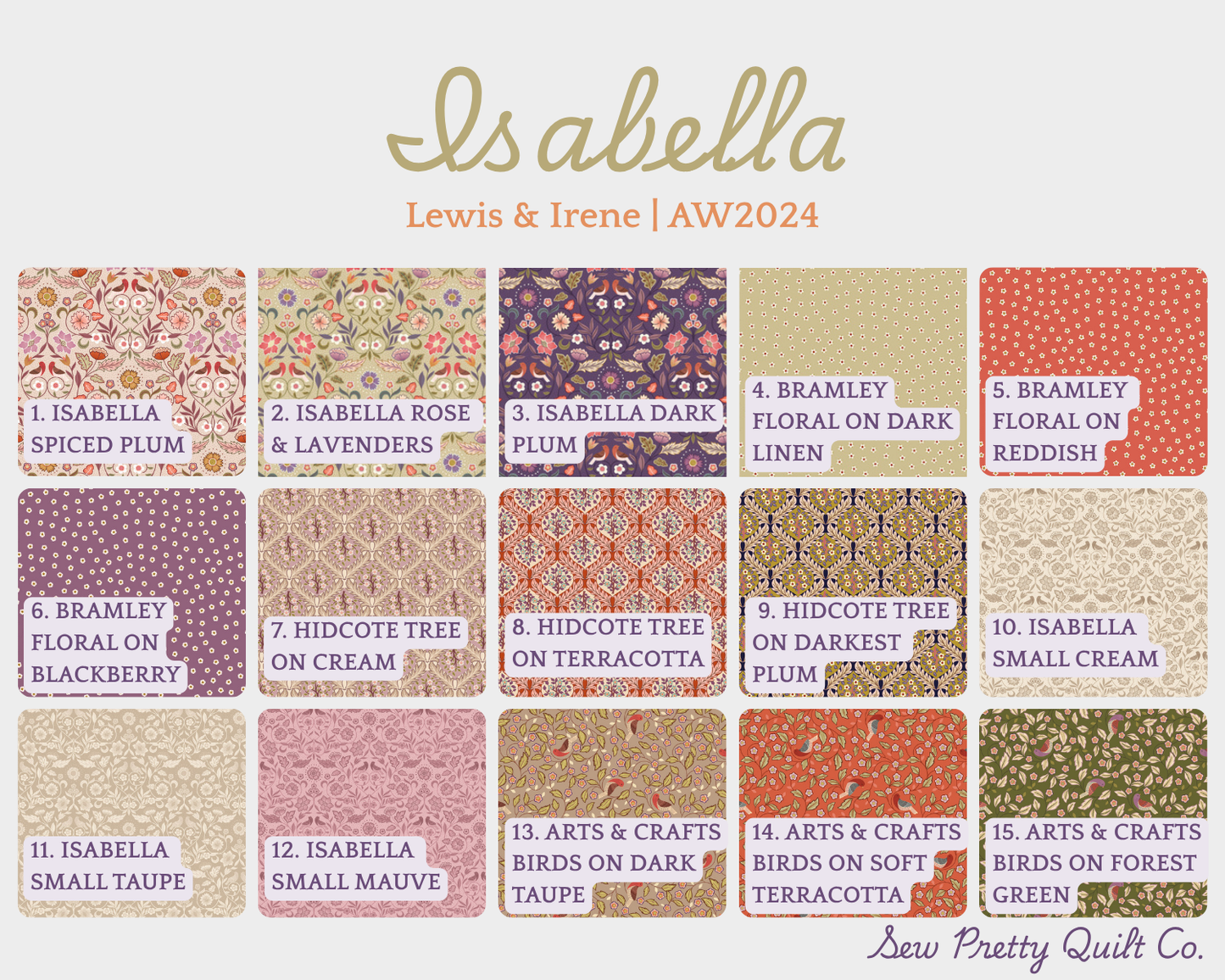 Isabella Collection with Arts and Crafts Florals - Lewis & Irene Quilting Cotton
