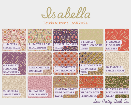 Isabella Collection with Arts and Crafts Florals - Lewis & Irene Quilting Cotton