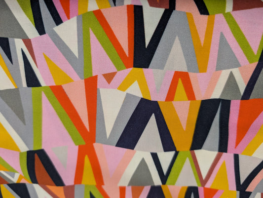 Colorful geometric triangle pattern fabric swatch