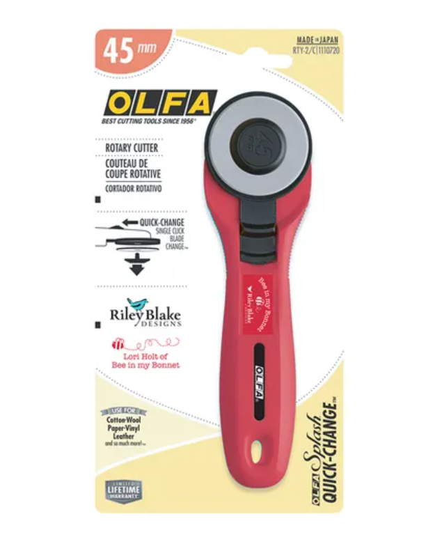 OLFA Splash 45mm Quick-Change Rotary Cutter - Bee in My Bonnet Red Edition