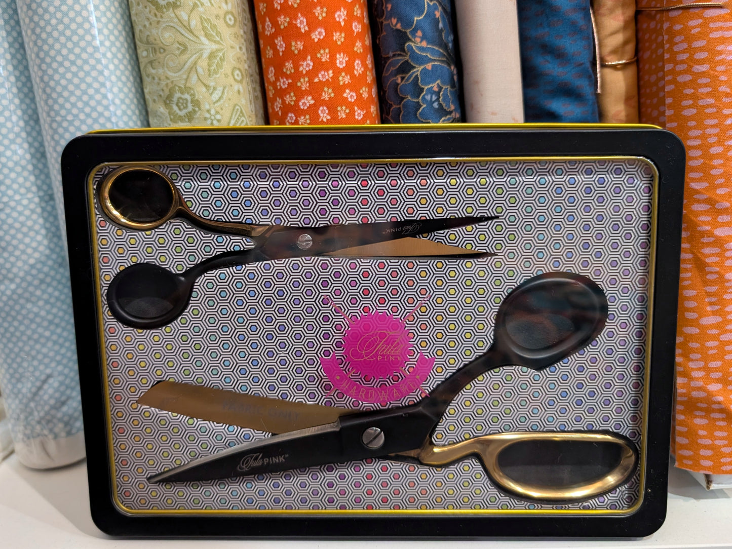 Limited Edition Black & Gold Scissor Tin from Tula Pink