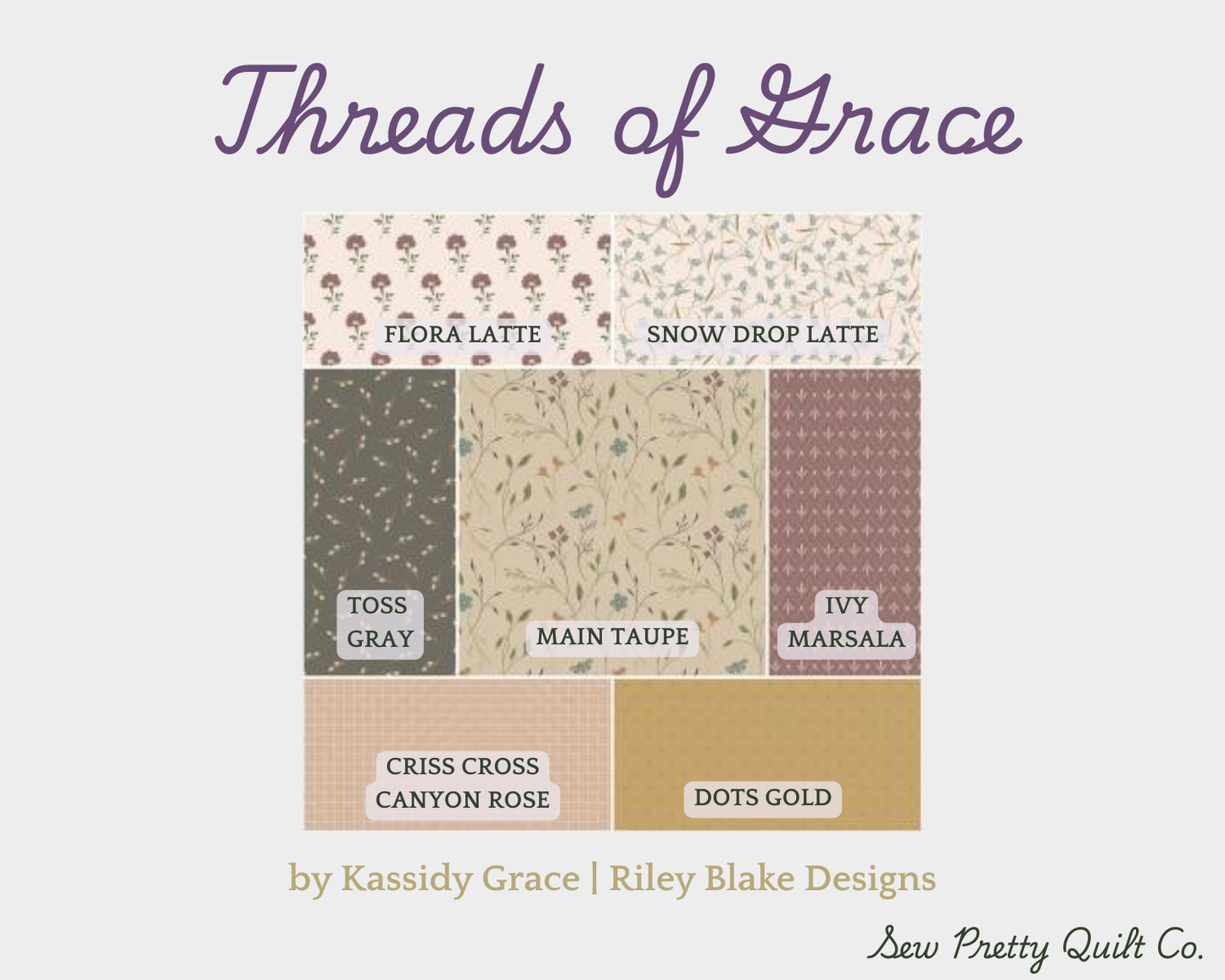 Threads of Grace 1 Yard Bundle - 7 Rustic Floral Fabrics