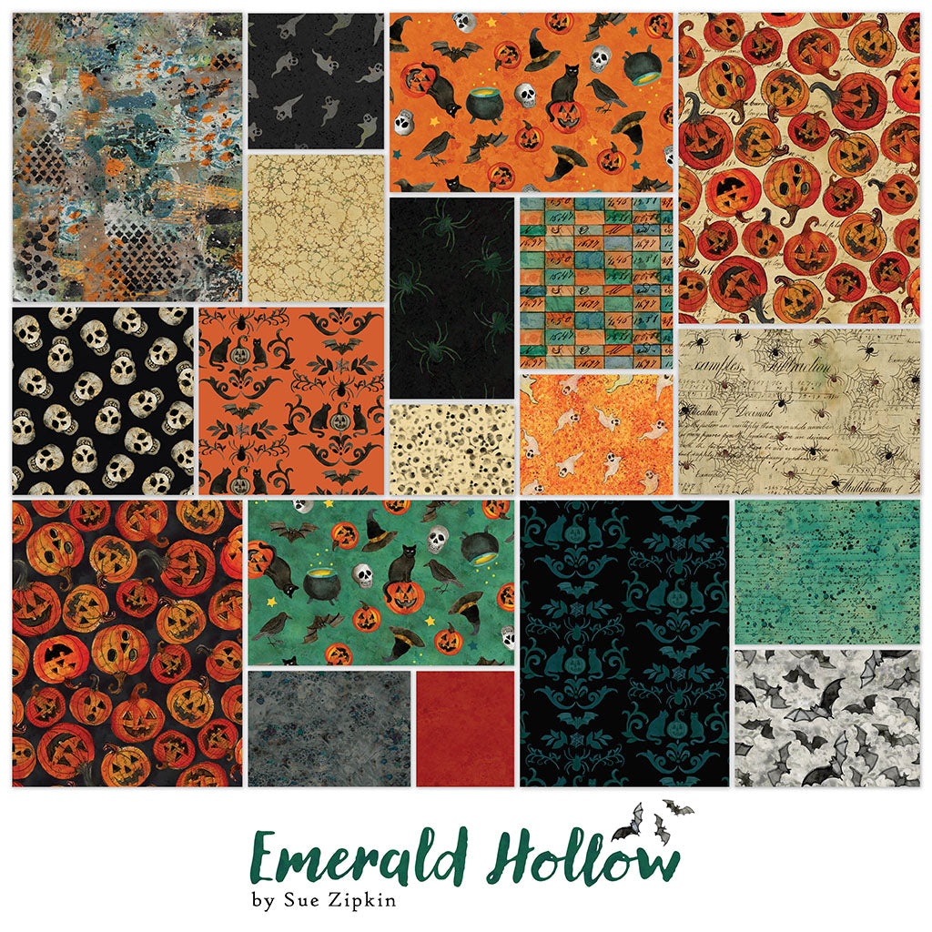 Emerald Hollow Fat Quarter Bundle - 19 Victorian Gothic Fabrics