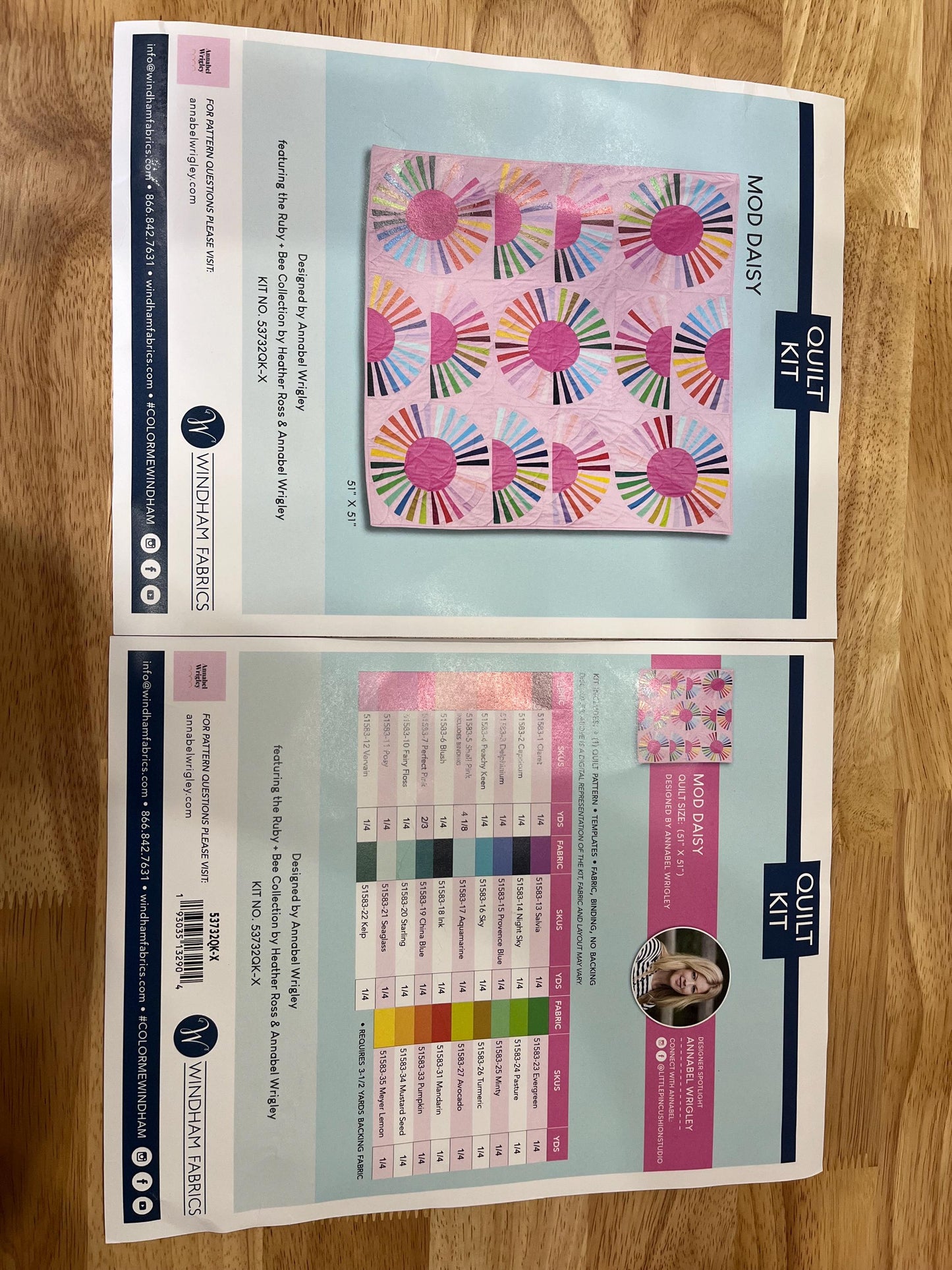 Mod Daisy Quilt Kit featuring Ruby & Bee solids by Windham fabrics. Pattern included