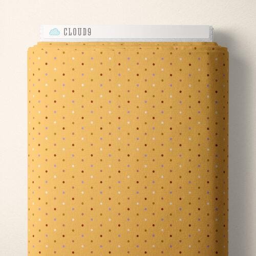 Retro Meadow Sprinkles in Gold - Cloud9 Organic Quilting Cotton
