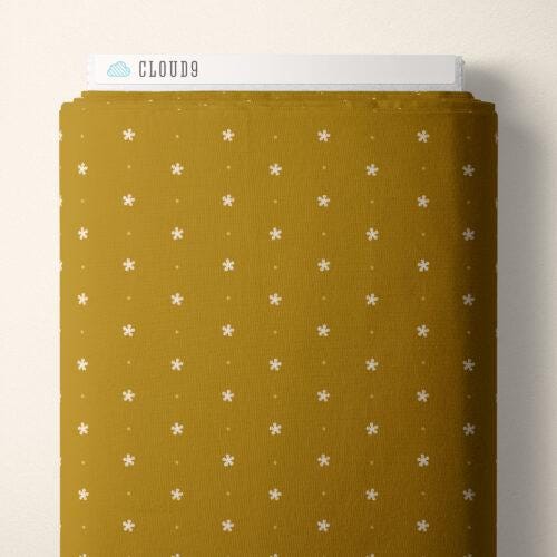 Retro Meadow Dotty Fabric in Mustard - Cloud9 Organic Quilting Cotton