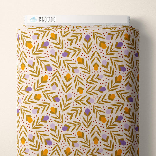 Retro Meadow Buds Fabric in Multicolor - Cloud9 Organic Quilting Cotton