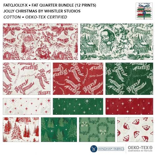 Jolly Christmas Fat Quarter Bundle - 12 Classic Holiday Fabrics