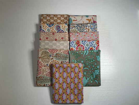 Vintage Tilda Fabrics - Cream Gold - Fat Quarter Bundle of 10